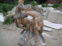 Granite Stone Carvings of Life Sized Horses