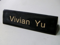 Solid Polished Black Granite Desk Plaque