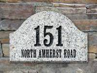 An example of our Natural White Granite Arch Address Plaque - All of our plaque use solid brass bushing and solid brass screws